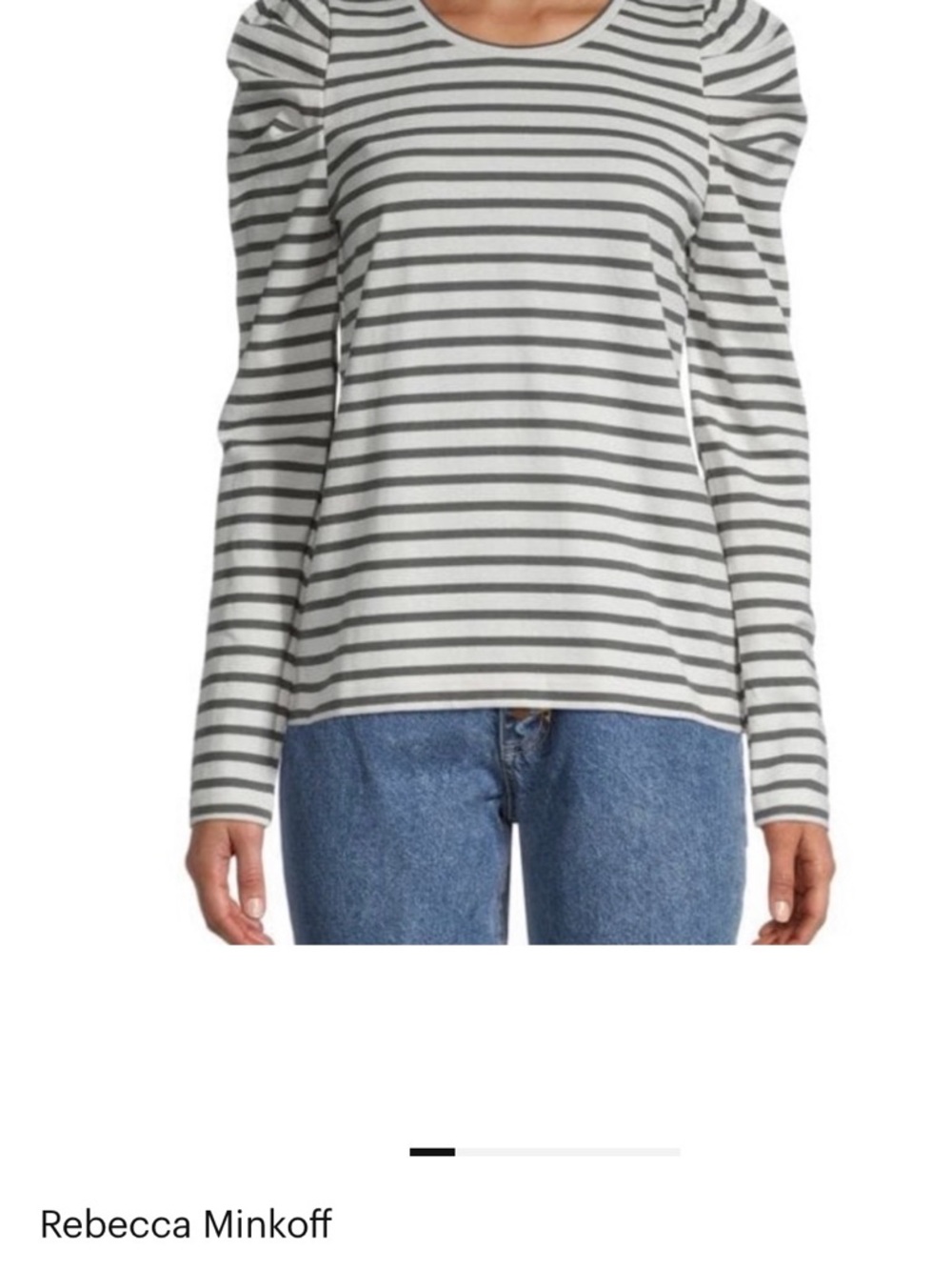 Rebecca Minkoff black & White Striped Puff-Sleeve Long Sleeve Top